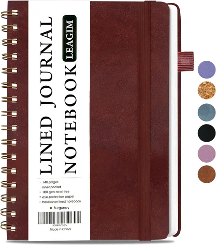 Miniatura 8 de LEAGIM Cuaderno rayado en espiral para mujeres y hombres, cuaderno de tapa dura con rayas universitarias para trabajo y toma de notas, diarios