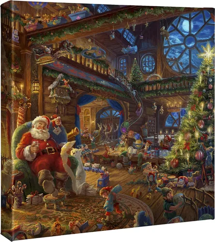 Miniatura 3 de Thomas Kinkade Studios Santa's Workshop - Lienzo envuelto en galería de 8 x 10 pulgadas