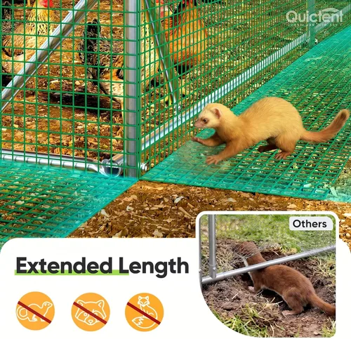 Miniatura 3 de Quictent Gallinero grande de metal para más de 10 aves de corral con paño de hardware lateral y cubierta impermeable, serie avanzada para Blanco