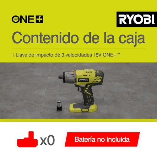 Miniatura 5 de Ryobi R18IW3-0 18V ONE+ Llave de impacto inalámbrica de 3 velocidades (solo cuerpo)