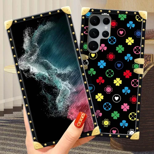 Miniatura 4 de Funda compatible con Samsung Galaxy S22 Ultra, Love Four-Leaf Clover Funda S22 Ultra para niñas y mujeres, TPU suave a prueba de golpes, PC duro