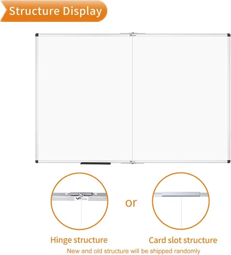 Miniatura 3 de VIZ-PRO Pizarra blanca plegable magnética, 48 x 36 pulgadas, pizarra de borrado en seco para montaje en pared para escuela, oficina y hogar