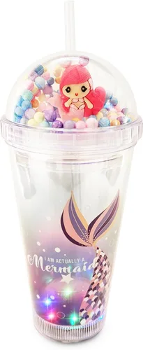 Miniatura 7 de Vasos de fiesta brillantes para niños, vaso mágico con luz LED que brilla en la oscuridad, botella de agua de 16 onzas con tapas y popotes