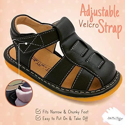 Miniatura 4 de Zapatos con para bebé de Little Mae's Boutique, color marrón, negro o azul marino, sandalias cerradas, zapatos ideales para caminar para bebés