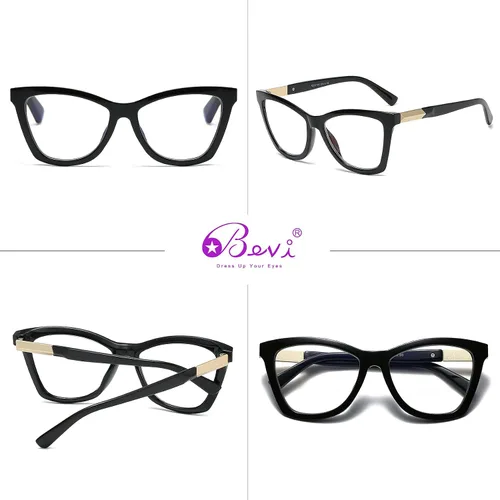 Miniatura 4 de Bevi Gafas de lectura antifatiga ocular, bloqueo de luz azul, marco cuadrado grande de gran tamaño con bisagra de metal para mujeres y hombres