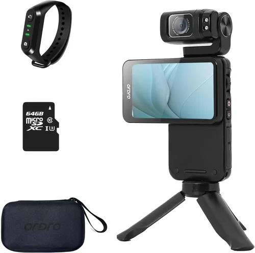 ORDRO M3 Cámara de mano Vlog, cámara de bolsillo 5K con pantalla táctil abatible de 3.5 pulgadas, batería de gran capacidad de 3250 mAh, función de