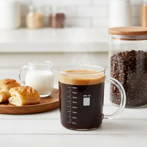 Miniatura 7 de Paquete de 2 vasos de cafeína, taza de molécula de cafeína de 16 onzas con asa, taza de café de vidrio de borosilicato transparente para medir té