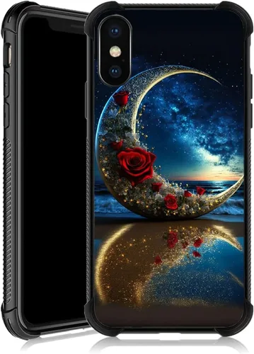 Miniatura 8 de Funda para iPhone Xs Max, diseños de girasol, estrella, cielo, cubierta trasera de cristal templado antiarañazos, esquinas reforzadas, carcasa