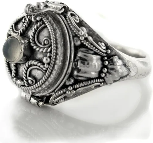 Miniatura 5 de Medallón medieval de plata de ley con veneno de cruz y granate, ónix o anillo de piedra lunar (tamaños 6, 7, 8, 9, 10)