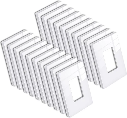 Miniatura 18 de BESTTEN Placa de pared sin tornillos de 5 segmentos, cubierta de enchufe decorador, placa decorativa para interruptor, serie blanca nieve brillante