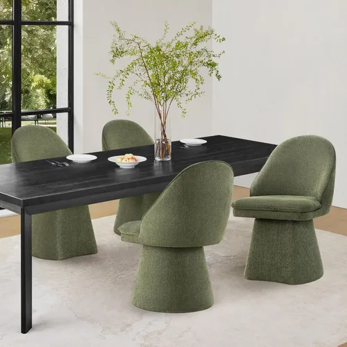 Miniatura 24 de KISLOT Juego de 4 sillas de comedor giratorias, tapizadas de mediados de siglo con respaldo alto, sillas de cocina de tela de lino para comedor, Una