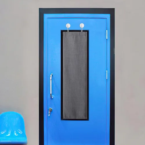 Miniatura 18 de NICETOWN Cortinas pequeñas para puerta francesa con ganchos autoadhesivos, cortinas opacas de lino sintético con aislamiento térmico para puertas