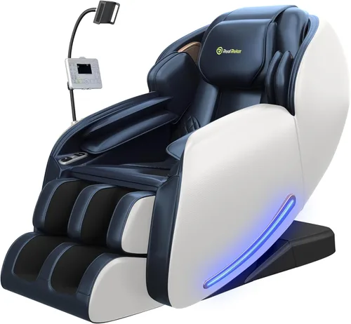 Miniatura 11 de Real Relax Sillón de masaje de cuerpo completo con controlador de teléfono único, sillón reclinable 3D SL-Track de gravedad cero con control