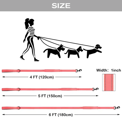 Miniatura 6 de Joytale - Correa resistente para perros grandes que tiran, doble asa para control de tráfico, correas reflectantes de doble cara para perros grandes