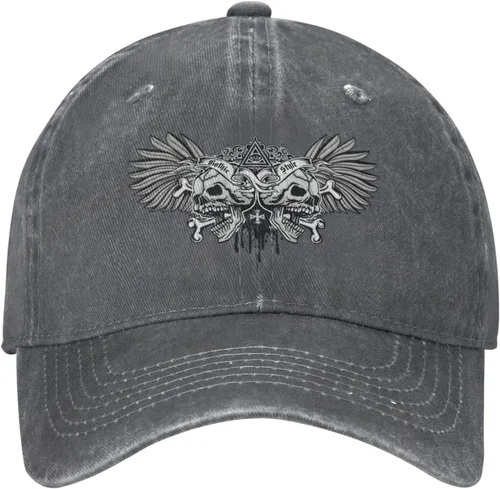Miniatura 2 de Cowboy Hat Trendy Hats for Man and Women Djustable Four Season Outdoor Baseball Cap of Hell Skull with Angel Deep Heather