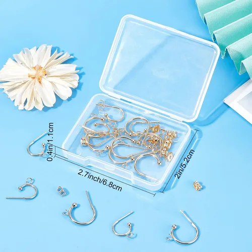 Miniatura 7 de Beebeecraft 20 aretes de aro de 2 tamaños chapados en oro de 24 quilates de acero inoxidable con lazo y tuercas de oreja para mujer, joyería