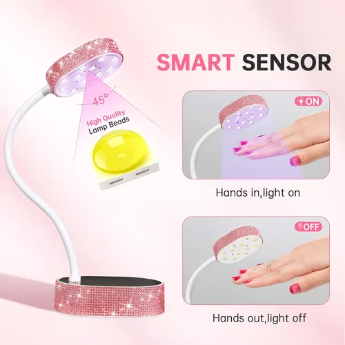 Miniatura 3 de Lámpara de uñas LED UV, mini luz UV para esmalte de uñas de gel, secador de uñas LED recargable, secado rápido, lámpara de uñas UV para el hogar