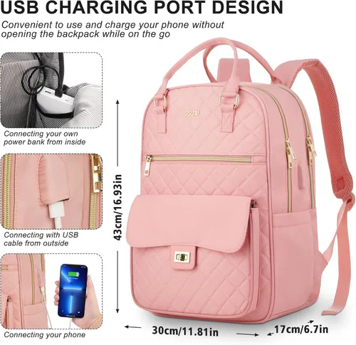 Miniatura 4 de Mochila Bolso para mujeres, linda mochila escolar para adolescentes con compartimento para laptop, mochila acolchada elegante para computadora