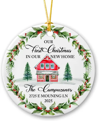 Miniatura 20 de Adorno personalizado de Navidad, aniversario de boda, aniversario de 2025, adornos de cerámica de Navidad para parejas, esposo, esposa, adorno