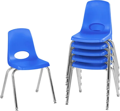 Miniatura 32 de FDP 16" Silla apilable escolar, silla de estudiante apilable con patas de acero cromado y ruedas; para aprendizaje en casa o en el aula - Gris claro