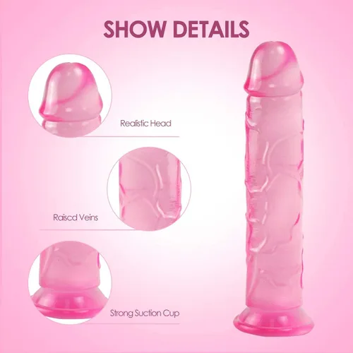 Miniatura 3 de Consolador realista, consolador rosa de 7.7 pulgadas con copa de succión fuerte para juego de manos libres para mujeres, juguetes sexuales
