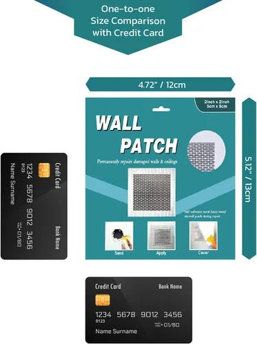 Miniatura 4 de Parche para paneles de yeso, 2 x 2 pulgadas, 5 piezas, kit de reparación de parches de pared, (2x2-5P)