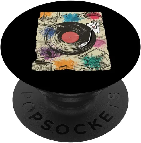 Miniatura 6 de Tocadiscos de vinilo de los años 70 y 80, reproductor de música retro DJ músico PopSockets MagSafe PopGrip para iPhone