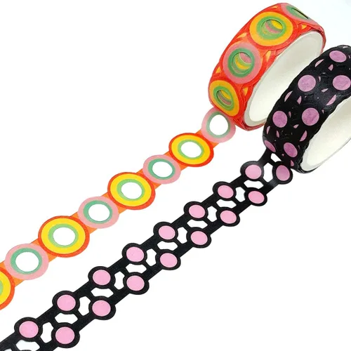 Miniatura 7 de allydrew Cinta adhesiva Washi hueca con diseño geométrico brillante, 13.1 ft de longitud total (juego de 2), círculo y burbujas