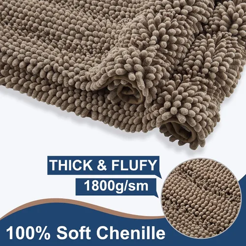 Miniatura 4 de Juego de alfombras de baño antideslizantes gruesas de felpilla lanuda FLOLEOPA, 2 piezas, alfombras de baño de goma termofusible espesada para baño