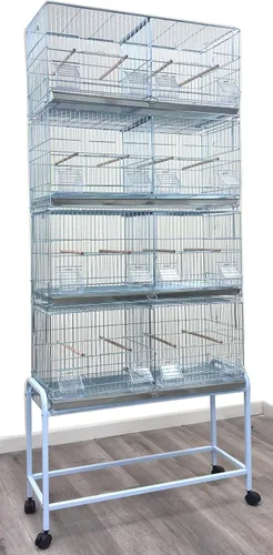 Miniatura 22 de Gran lote de jaula de vuelo para pájaros, sin óxido, galvanizada, chapada en zinc, apilable, con divisor central removible y puertas para nido