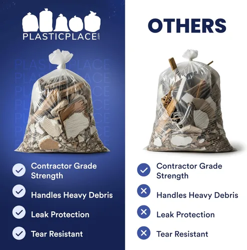 Miniatura 5 de Plasticplace Bolsas de basura para contratistas de 42 galones │ Bolsas de basura transparentes resistentes de 4.0 mil. │ 33 x 48 pulgadas (50 cajas)
