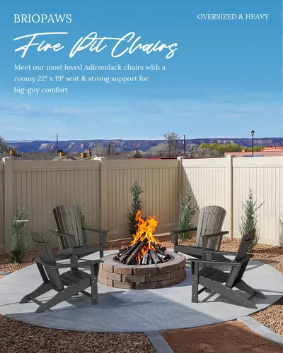 Miniatura 6 de BRIOPAWS Adirondack - Juego de 2 sillas para hoguera, de gran tamaño, plástico HDPE, resistente a la intemperie, para terraza, exterior, piscina