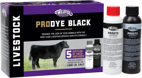 Weaver Leather Tinte para el cabello prodye para mostrar ganado y ovejas, para una apariencia negra más profunda y un color uniforme de adelante