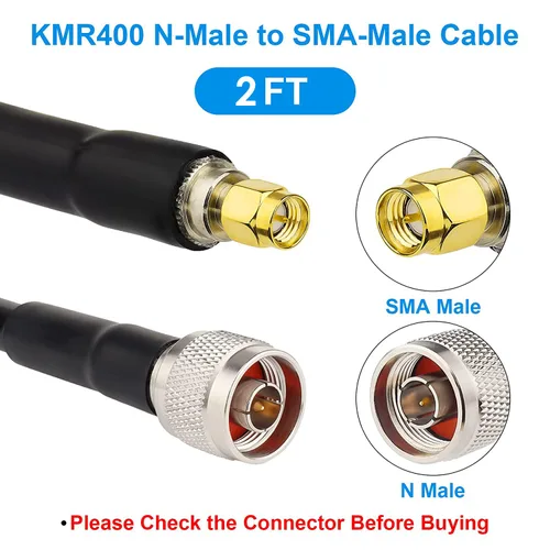 Miniatura 2 de XRDS -RF Cable SMA a N de 2 pies, conector N-macho a SMA-macho Cable de extensión KMR400 de baja pérdida