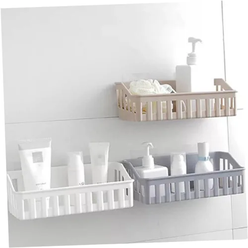 Miniatura 6 de Cabilock Estante de baño montado en la pared, cesta de almacenamiento para ducha y cocina, café claro, organizador multiusos para almacenamiento