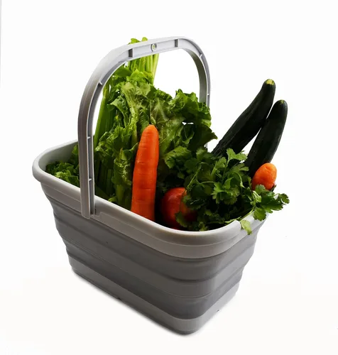 Miniatura 7 de SAMMART Cubo de agua plegable rectangular de 12 litros (3.1 galones) para campamento, pesca (gris (juego de 2))