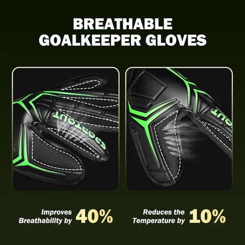 Miniatura 4 de Guantes de portero Sportout, guantes de portero con protección para los dedos, guantes de portero de fútbol transpirables, látex de 4 mm, para Verde
