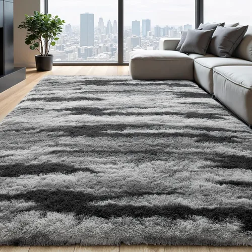Miniatura 44 de Zentavio Alfombras de área para sala de estar, alfombras grises para dormitorio, alfombra de 4 x 6, alfombra mullida, peluda y suave, shag estética