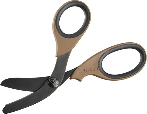 Miniatura 2 de XShear - Tijeras de trauma de servicio extremo de 7.5 pulgadas, recubrimiento de titanio negro, las tijeras perfectas para paramédicos, EMT, Marrón