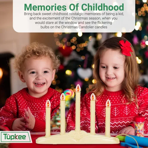Miniatura 2 de Candelabro de Velas de Navidad para Ventana – con Bombillas Parpadeantes – 5 Luces para Interiores - Velas Eléctricas sin Llama para Ventana