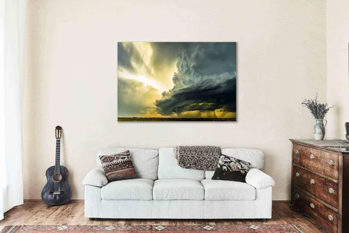 Miniatura 5 de Storm Canvas Wall Art (Ready to Hang) Gallery Wrap of Supercell Thunderstorm in Evening Sunlight in Oklahoma Extreme Weather Photography Nature
