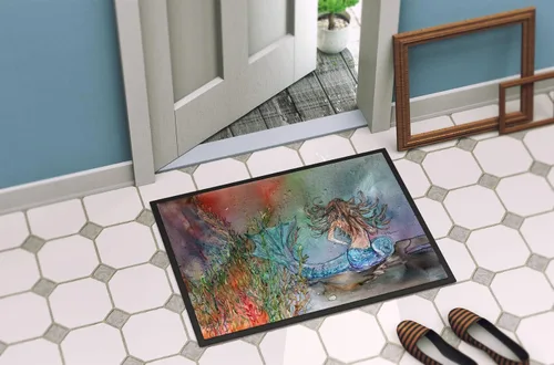 Miniatura 4 de Caroline's Treasures 8972JMAT - Felpudo de sirena morena de fantasía de agua de 24 x 36 pulgadas, tapete para puerta delantera, para interiores