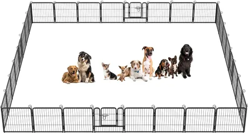 Miniatura 19 de BestPet Extensión de corral para perros 32 pulgadas, 2 paneles Corral resistente para mascotas con ejercicio de metal Paneles de cerca