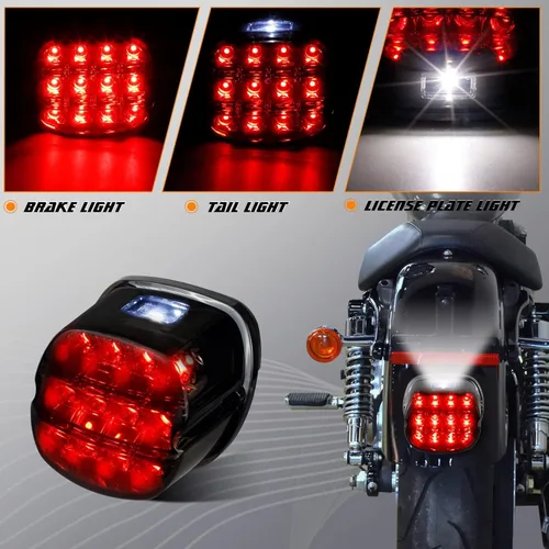 Miniatura 3 de NTHREEAUTO Luz trasera LED ahumada, luces traseras de motocicleta, conducción de freno, compatible con Harley Dyna Road King Electra Glide Street