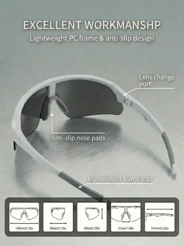 Miniatura 6 de BangLong Gafas de sol de ciclismo para hombres y mujeres, gafas de sol deportivas con 2 lentes intercambiables para correr, béisbol, pesca