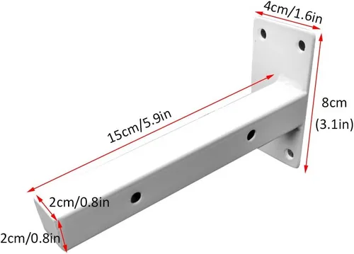 Miniatura 2 de Soporte de estante de tubo cuadrado flotante blanco, montado en la pared, soportes de soporte de ángulo de 90 grados, soporte de estante de división