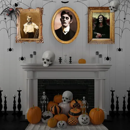 Miniatura 4 de Decoraciones de Halloween, fotos de terror de cara cambiante en 3D, retratos en movimiento, fotos embrujadas, retratos de mansión gótica, marco