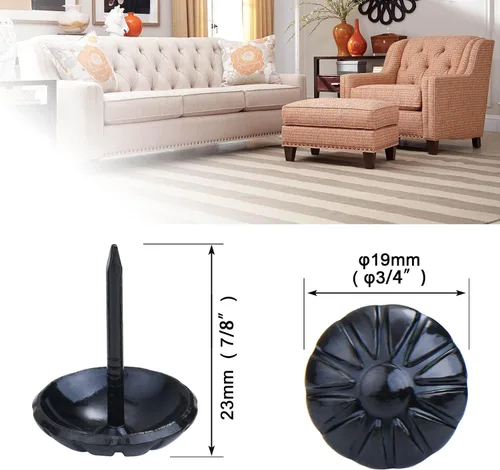 Miniatura 3 de Tachuelas de tapicería para muebles, clavos de tapicería negros de 3/4 pulgadas, tachuelas decorativas, 100 tachuelas de muebles resistentes