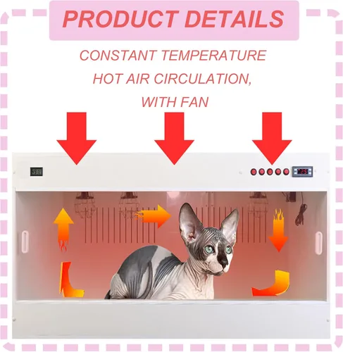 Miniatura 2 de Incubadora de invierno para gatos sin pelo, incubadora de cachorros, control de botón independiente, visualización en tiempo real de la temperatura