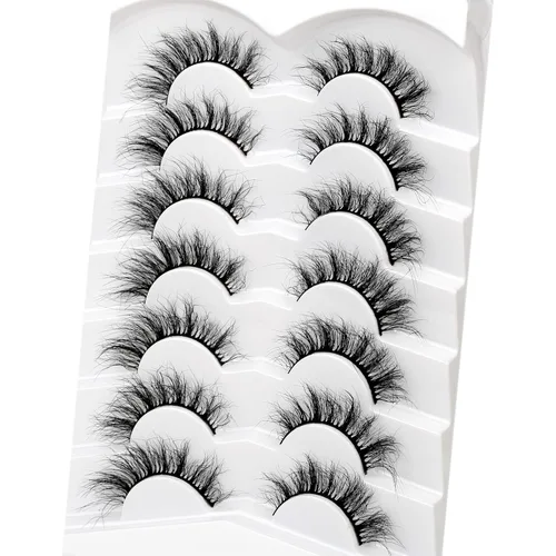 Miniatura 702 de Pooplunch - Pestañas postizas finas de visón sintético, estilo ojo de gato, naturales, cruzadas, tipo racimo, efecto 8D de volumen, tiras